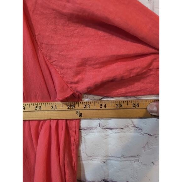 Acqua & Limone Coral Orange Top Tunic Shirt Women Italian Linen Front Drape NWT - Picture 11 of 15